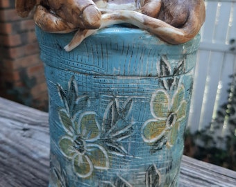 Greyhound Floral Pottery Urn