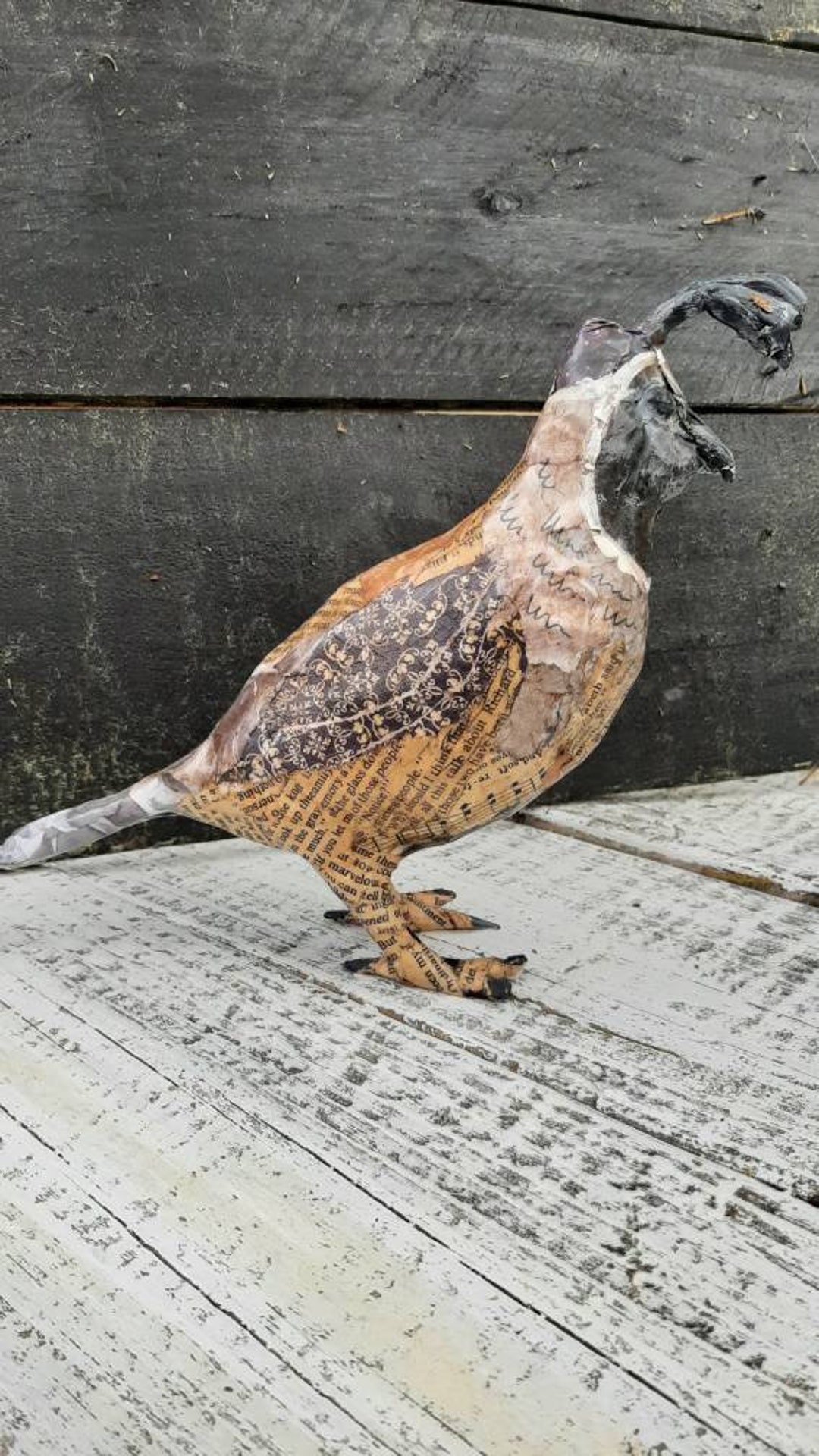 Quail Sculpture Handmade Paper Mache Art Etsy