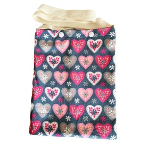 Hearts - Lined Cotton Chemo Pump Bag approx 9&quot;x 6&quot; - 100ml EPIC Smart-eZ Elastomeric infusion pump, FOLFOX