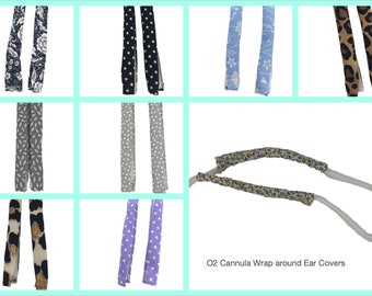 1x Pair Nasal Spec O2 Oxygen Cannula Over Ear Wrap Covers ONLY to help with sore ears Approx 5-6” - Solid fabrics available