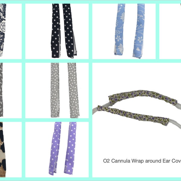 1x Pair Nasal Spec O2 Oxygen Cannula Over Ear Wrap Covers ONLY to help with sore ears Approx 5-6” - Solid fabrics available