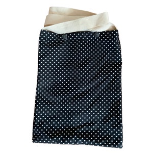 Schwarz gepunktete - Gefütterte Baumwoll Spritzen Tasche ca 30cm x 6,5&quot;