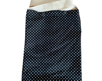 Black Polka Dot - Lined Cotton Chemo Pump Bag approx 9"x 5.75"