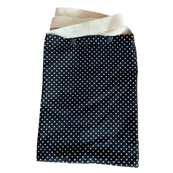 Black Polka Dot - Lined Cotton Chemo Pump Bag approx 9"x 5.75"