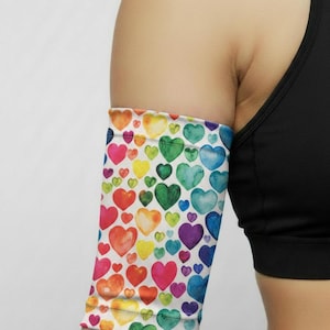 Customised Hearts Bicep PICC Line Cover, Chemo Port, Omnipod DASH, 7.5-8"
