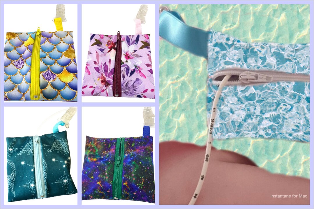 NGT Hickman Line Feeding Tube Tubie Pouch With Zip and Clip Waterproof