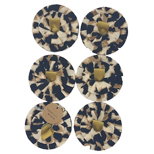 Set of 6 Hand Wrapped Fabric Steel Sewing Pattern Weights 70mm x 40 mm including ribbon Weighing average of 182g Great sewing gift.
