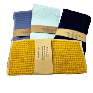 3 Pack Choice of Colours 100% Cotton Dish Cloth Waffle Honeycomb Fabric Christmas Stocking Fillers Durable Versatile Reusable