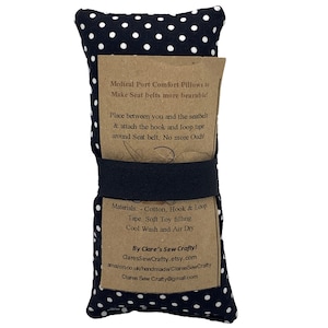 Kleines 6-Zoll-Medizinerkissen für Auto-Sicherheitsgurt Portacath Stoma Ileostomie Herzschrittmacher Chemo-Chirurgie (Black Polka Dot)