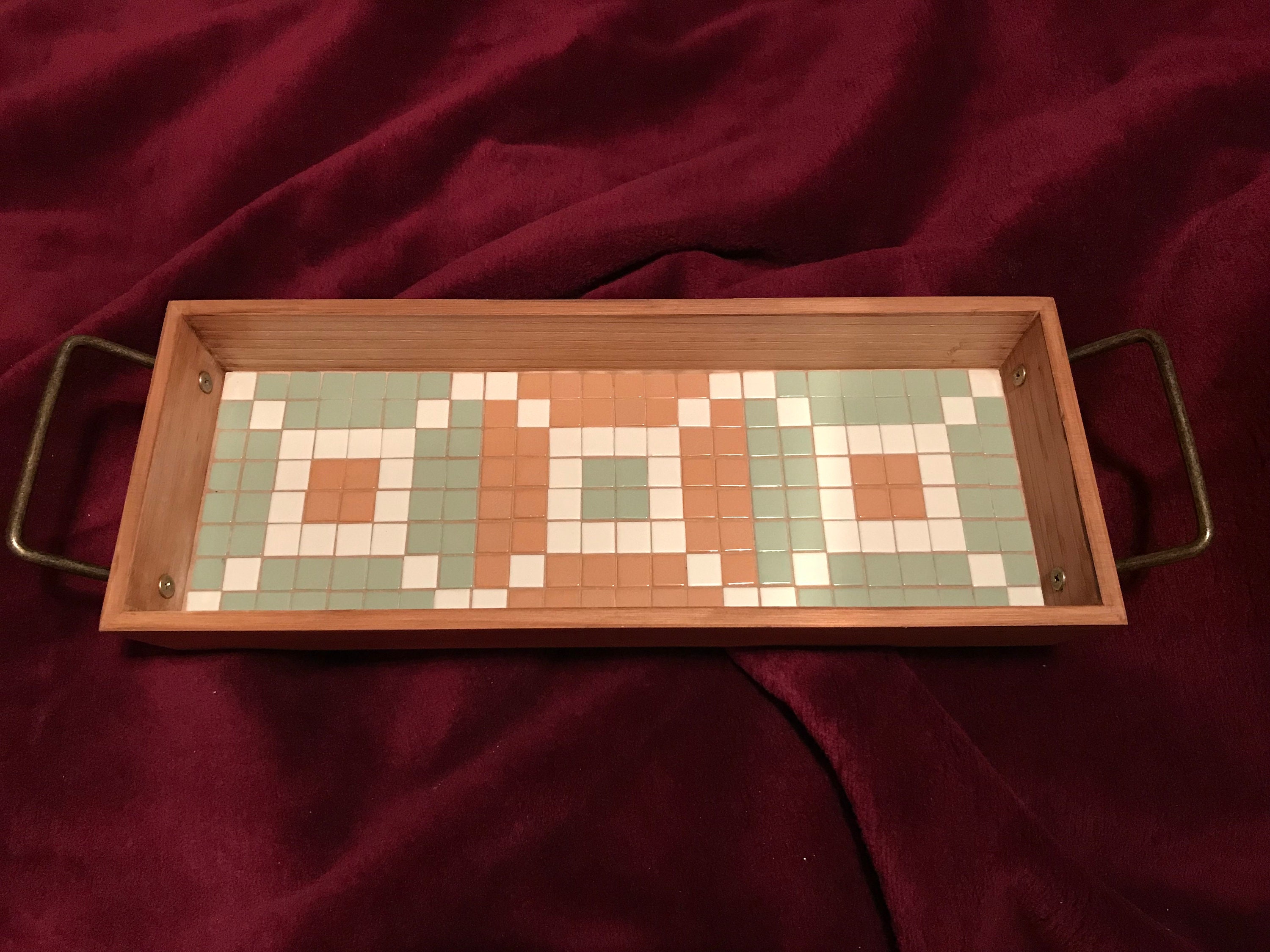 Wooden Mosaic Serving Tray Etsy