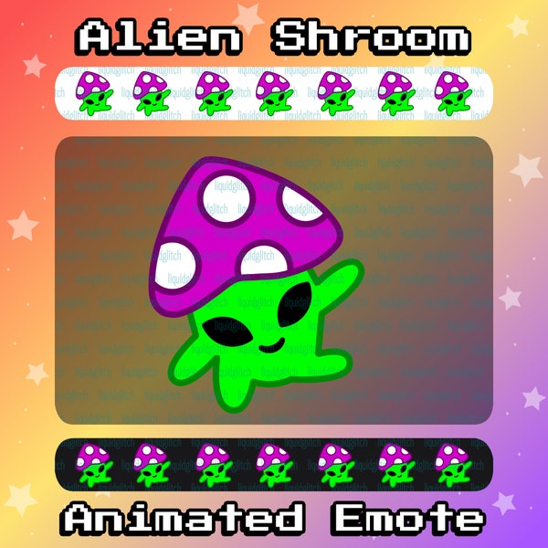 ANIMATED Emote for Twitch & Discord - Dancing Alien Shroom - Colorful Dance Mushroom Animation, Fun Streaming Emotes, Color Changing, Hype