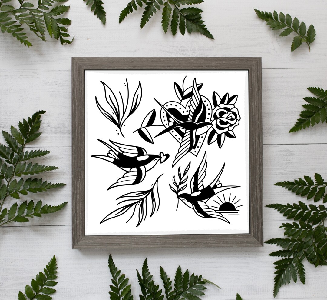 Traditional Tattoo Flash Sheet, Fine, Wall Art, Downloadable Print - Etsy