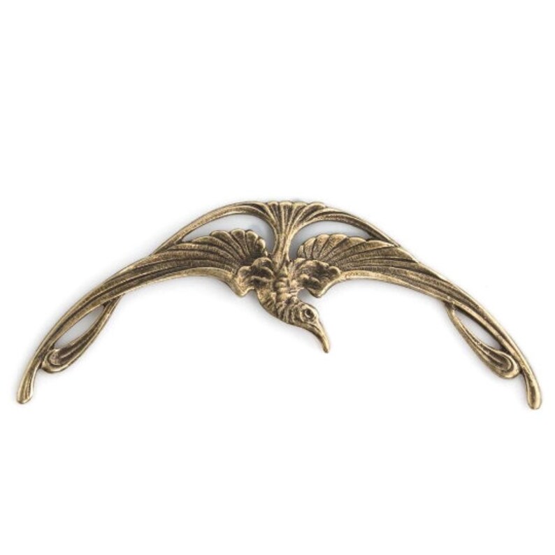1 piece Oxidized Brass Art Nouveau Style Bird Stamping 79x20mm 114V5