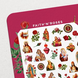 Faith&#39;n&#39;Roses • Waterslide Nail Decal Set • Virgen de Guadalupe & Christian Saints Nail Art
