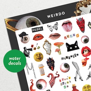 Weirdo • Set nagelstickers waterglijbaan • Grunge, collage & Cats Nail Art