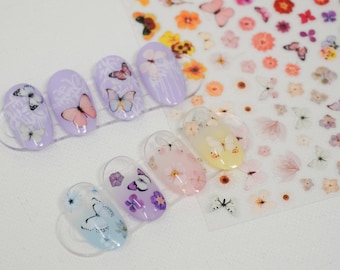Spring Bloom • Nail stickers • Pressed Flowers & Butterflies Nail Art