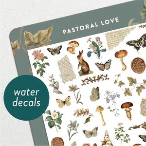 Pastoral Love • Waterslide Nail Decal Set • Vintage Flowers, butterflies and Letters Nail Art