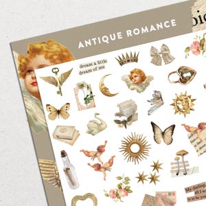 Antieke romantische nagelstickers • Vintage maan, zon en sterren • Engel en vlinders Nail Art