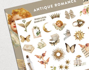 Antique Romance Nail Decals • Vintage Moon Sun and Stars • Angel & Butterflies Nail Art
