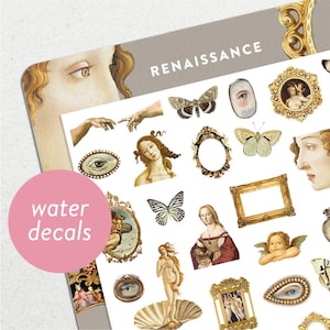 Renaissance • Waterslide Nail Decal Set • Vintage Venus, Painting & Butterflies Nail Art