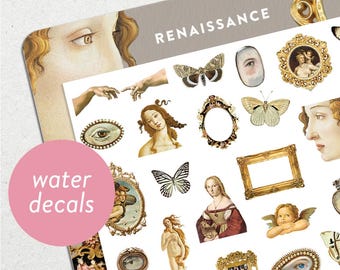 Renaissance • Waterslide Nail Decal Set • Vintage Venus, Painting & Butterflies Nail Art