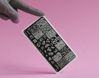 Whimsy Art Stamping Plate. Flowers, Abstract & Doodle Nail art