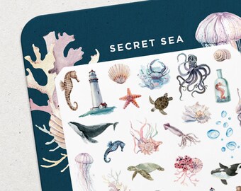 Secret Sea • Waterslide Nail Decal Set • Ocean & Whales Nail Art