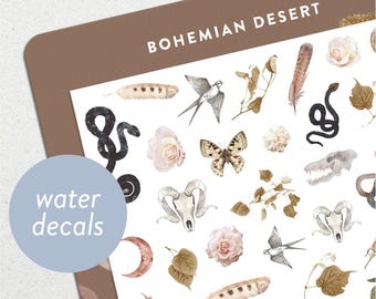 Bohemian Desert • Waterslide Nail Decal Set • Esoteric Snakes & Skulls Nail Art