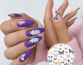 Pastel Butterflies Nail Decals • Pink & Coquette Butterflies Nail Art