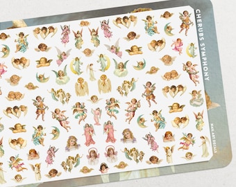 Cherubs Symphony XL Nail Decals • Vintage Angels, Stars & Moons • Coquette Nail Art