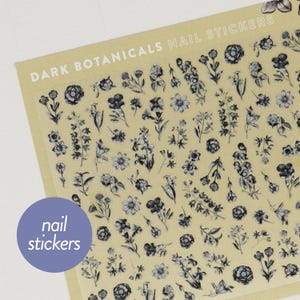 Dark Botanicals • Nail stickers • Vintage Black & White Flowers Nail Art