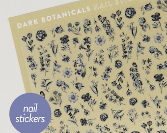 Dark Botanicals • Nagelsticker • Vintage Black & White Blumen Nail Art