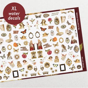 Renaissance XL Nail Decals: Venus, Painting & Butterflies Waterslide Set