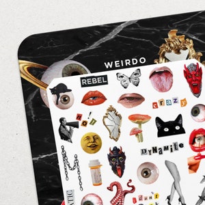 Weirdo • Waterslide Nail Decal Set • Grunge, Collage & Cats Nail Art