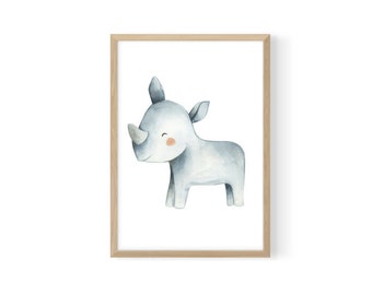 Rhino print, Safari animal prints, PRINTABLE nursery art, Rhino , Safari nursery decor, Baby Rhino, Safari animals, Nursery wall art ,S001