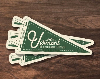 Vermont State Matte Decal Sticker - Travel Gift, Luggage Sticker, Nature Souvenir, Vintage pendant flag