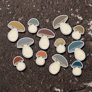 12 pc Mini Mushroom Bundle Vinyl Matte Decal - Mushroom Stickers , Mini Mushies Stickers , Nature Stickers , Earthy Stickers , Neutral