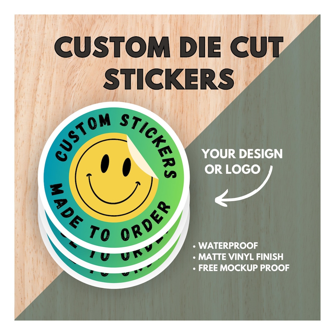 50pc 200pc Custom Vinyl Stickers, Die Cut Stickers, Cut to Size