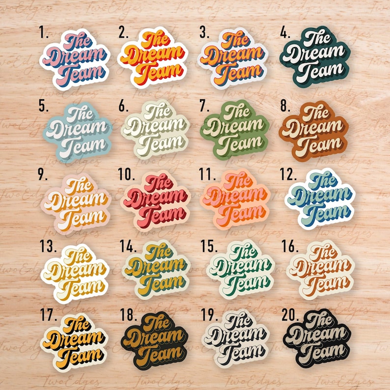 The Dream Team Matte Decal Sticker Pack Retro Edition - Gift for Team ...