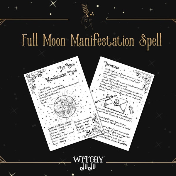 Full Moon - Magic Spell - Book of Shadows Pages - Baby witch - PDF