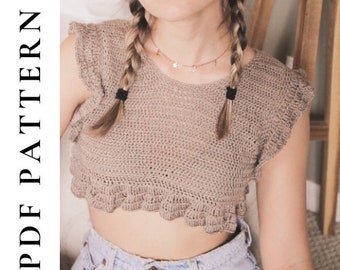 CROCHET PDF PATTERN - Bamboo Mini Crop Top (Instant Download)