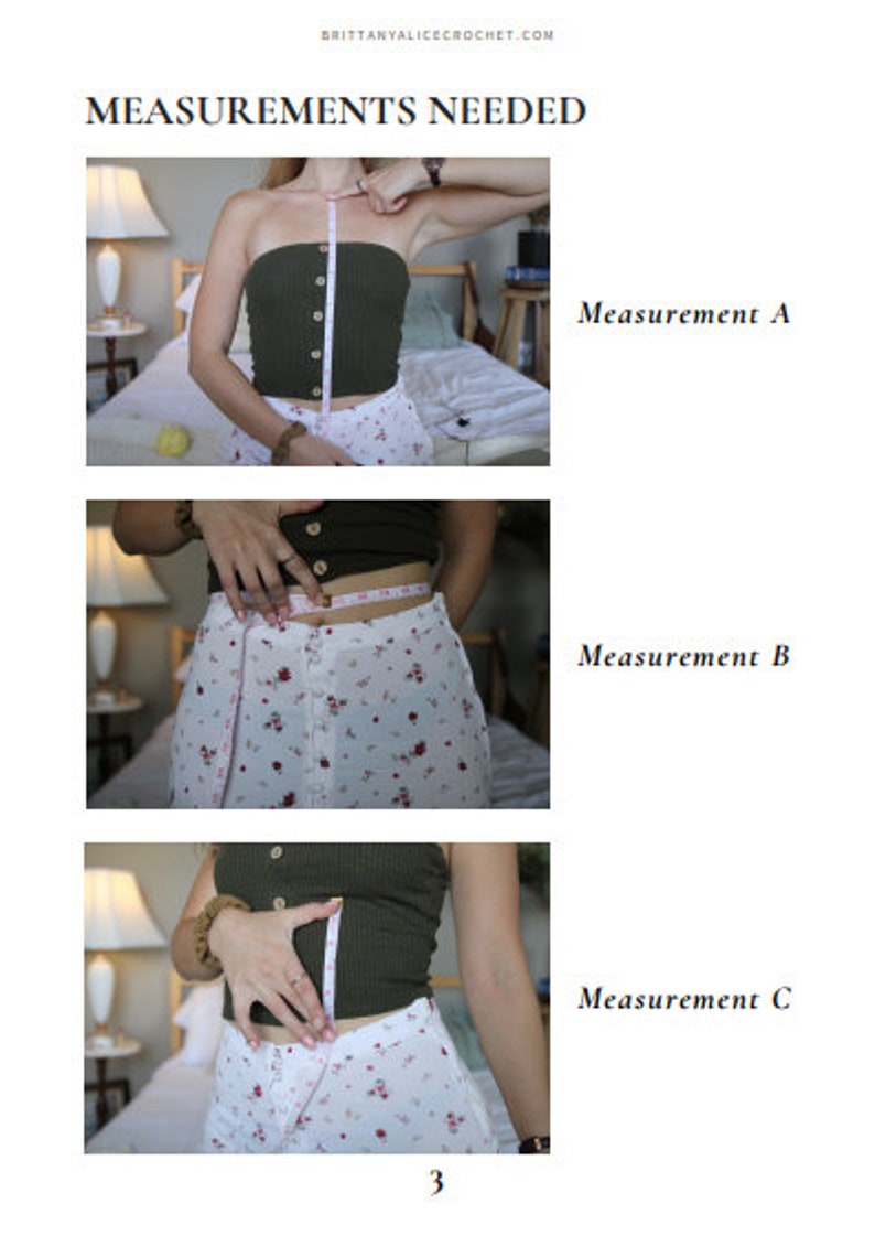 May include: Three images showing how to take body measurements for clothing. The first image shows a person measuring their bust, the second image shows a person measuring their waist, and the third image shows a person measuring their hips. The text "Measurements Needed" is at the top of the image.