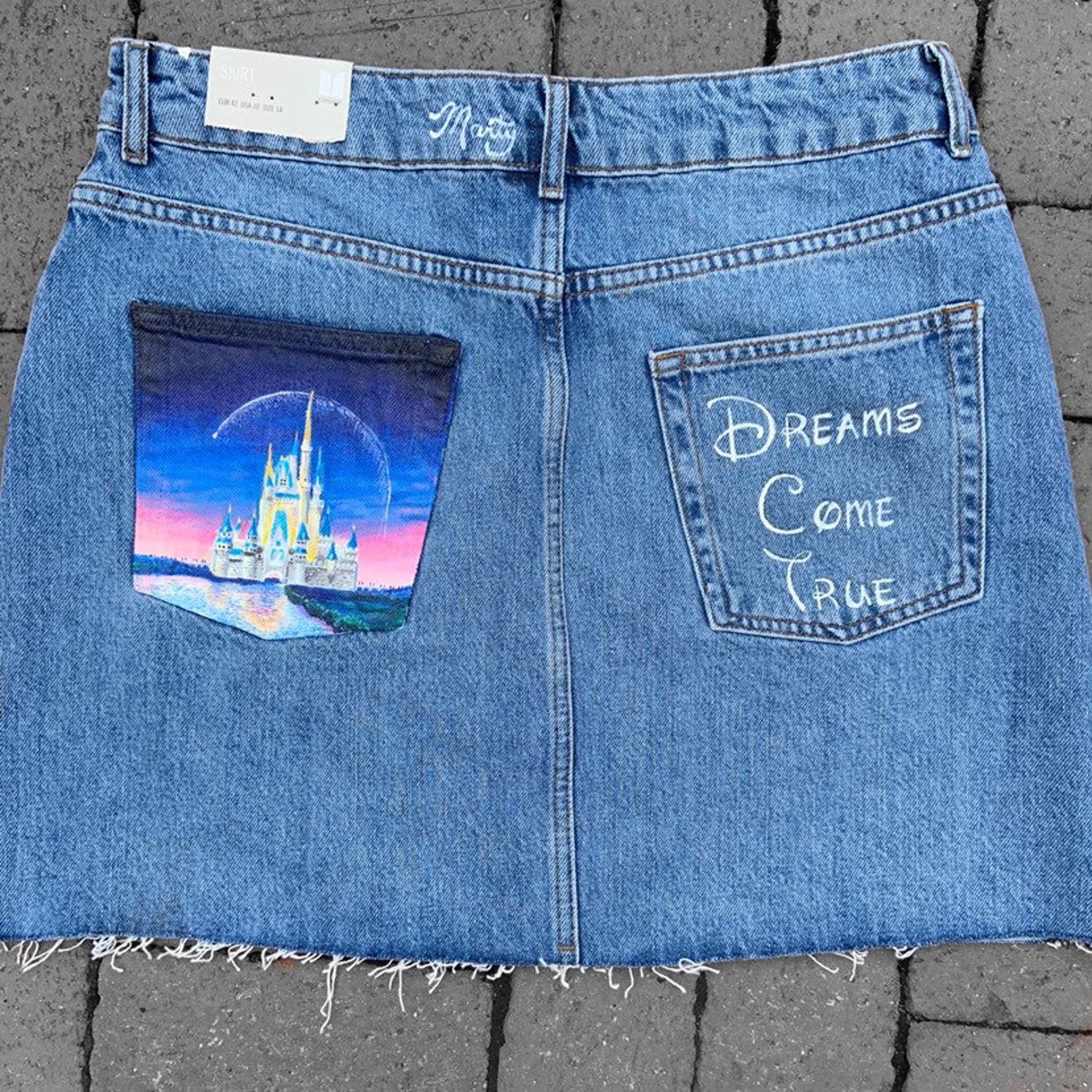 Handpainted Disney Castle Skirt Custom Painted Disney Skirt Etsy