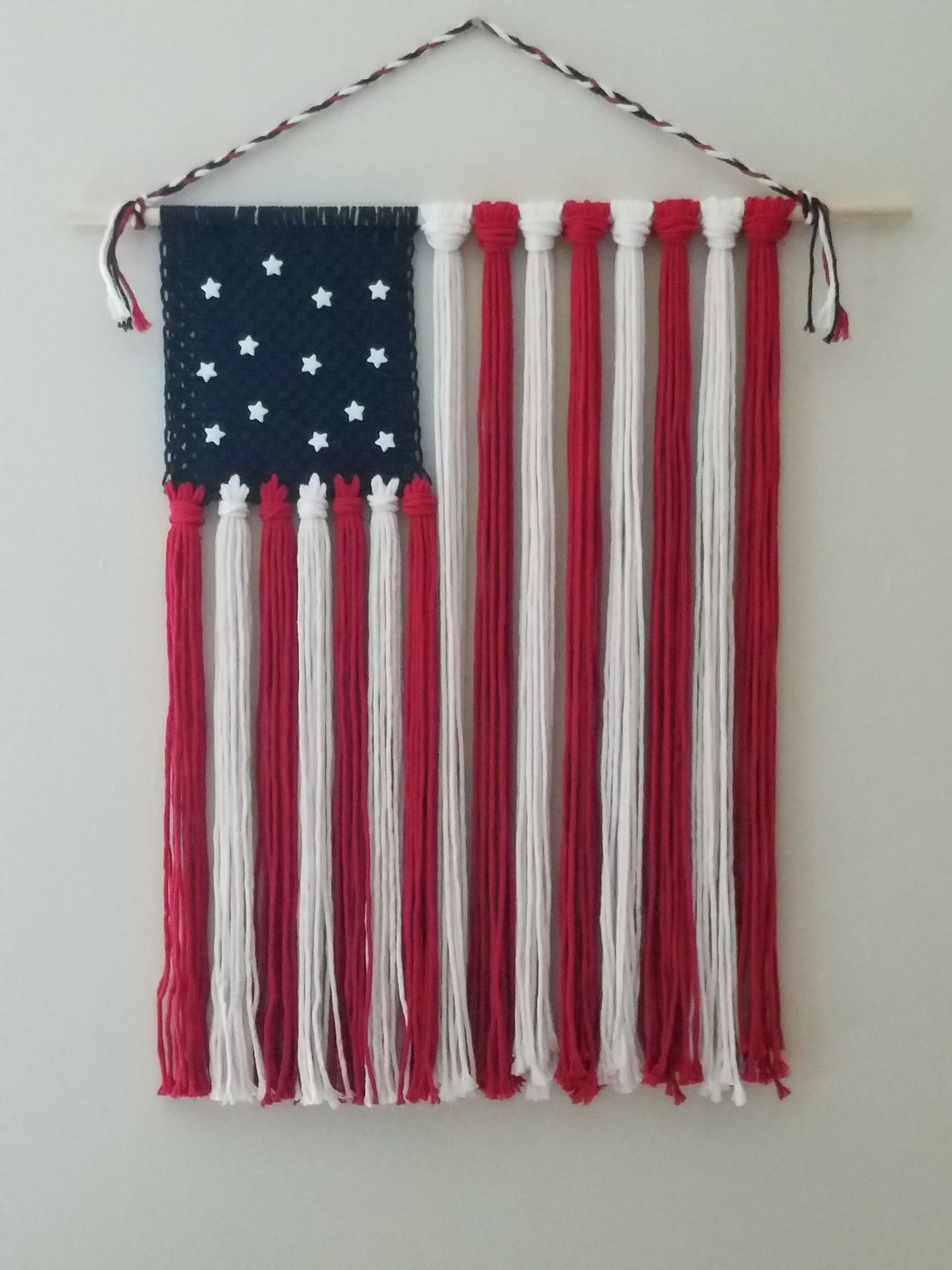 American Flag Macrame/ Patriotic/ 4th of July/ Memorial Day/ Etsy