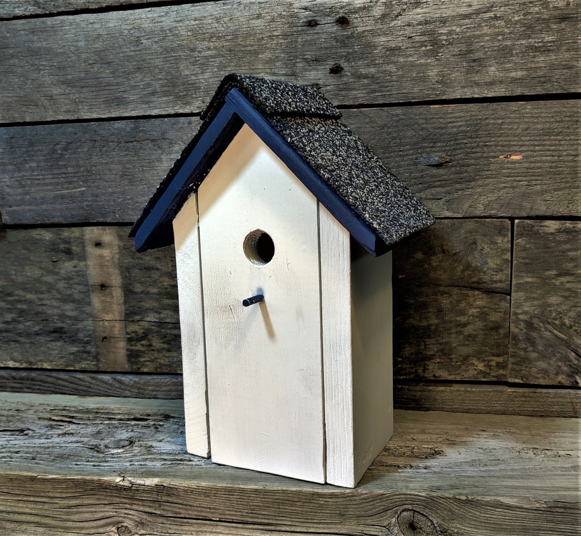 Hideakey birdhouse Handmade barn red and white & shingle Etsy