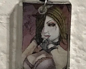 Rectangle Resin Pendant Necklace - Borderlands - Moxxi