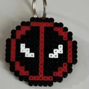 Handmade Perler Item - Keychain - Deadpool - Logo