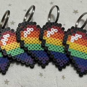 Handmade Perler Item - Keychain - Pride Heart