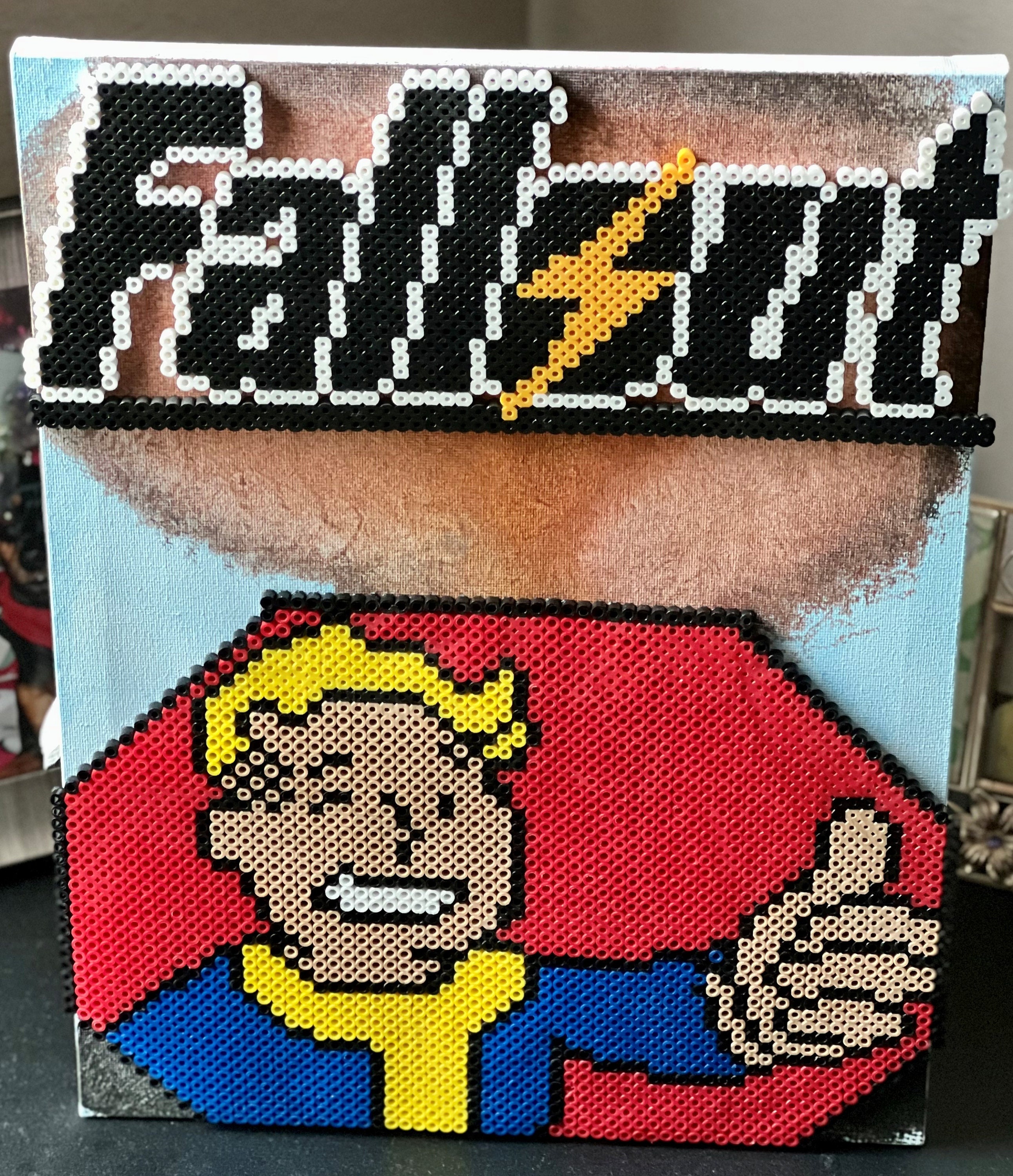 Handmade Perler Canvas Item Fallout Logo and Vault Boy Etsy