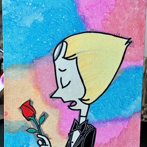 Steven Universe - Pearl - Hand Drawn and Painted Canvas